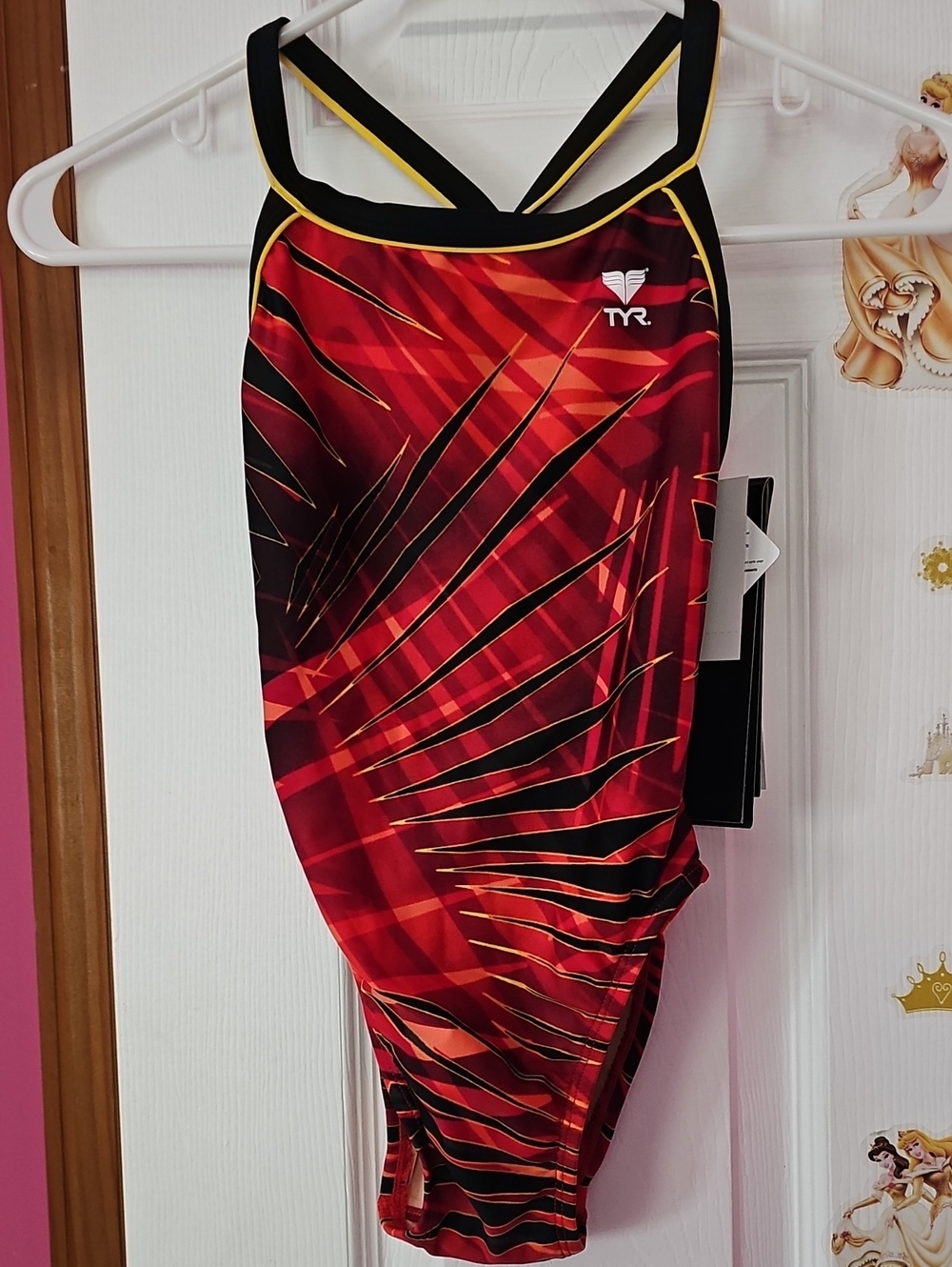 TYR Red, Black & Yellow Graphic Racing One-Piece